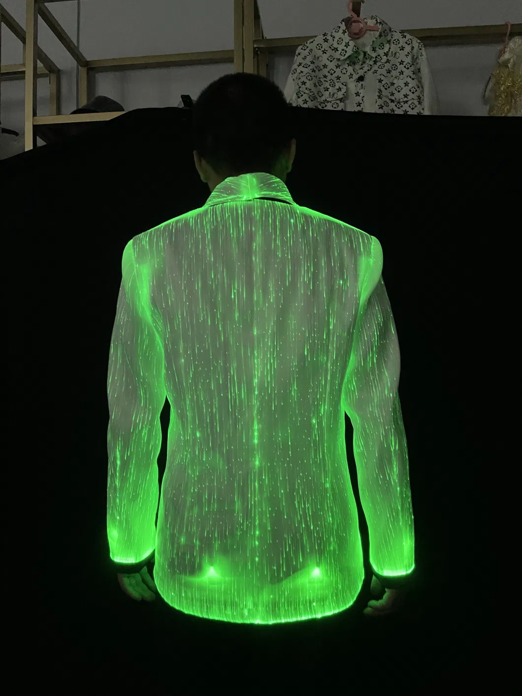 LED Rainbow Dazzling Burning Man Luxury Fiber Optic Suit Jacket for Men