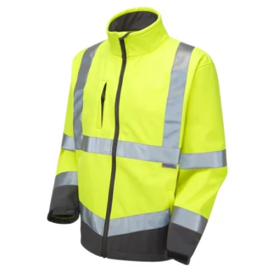 Chaqueta larga T/C de color amarillo neón, gran oferta, estilo de fábrica, con LED reflectante