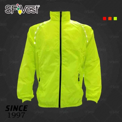 Batería de carga USB LED impermeable para deportes de ciclismo para hombre, chaqueta cortavientos con luz LED, chaqueta reflectante para bicicleta nocturna