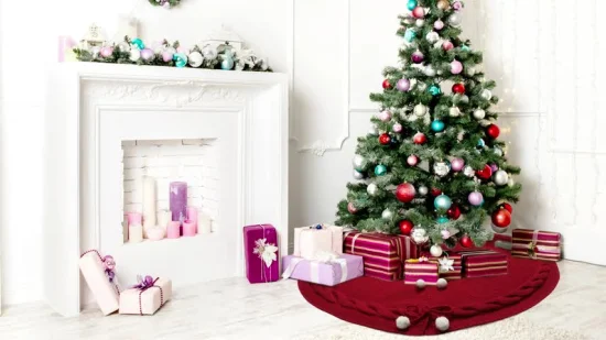 Falda para árbol de Navidad, falda rústica de punto blanco de 48 pulgadas para decoraciones navideñas, adornos para fiestas, interiores y exteriores